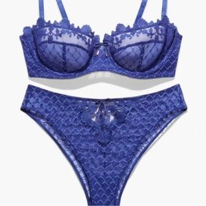 Savage X Fenty NWT Bra (Sz 44D) NWOT Panty Set (3x) Plus Lingerie Lace Sheer